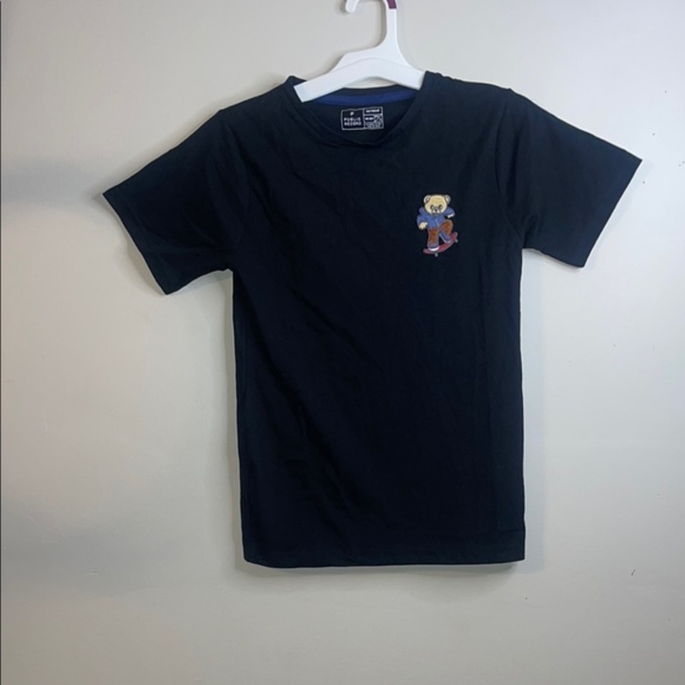 Public Record Boy’s Black Short Sleeve Tee size 10/12 Medium #30